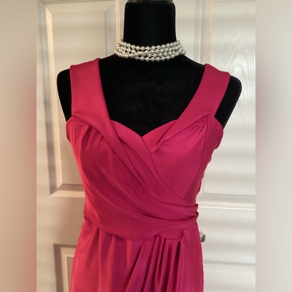 FUSHIA NWT Stretchy Evening Gown with Faux Wrap around Skirt Slit up Rig… - Picture 3 of 12